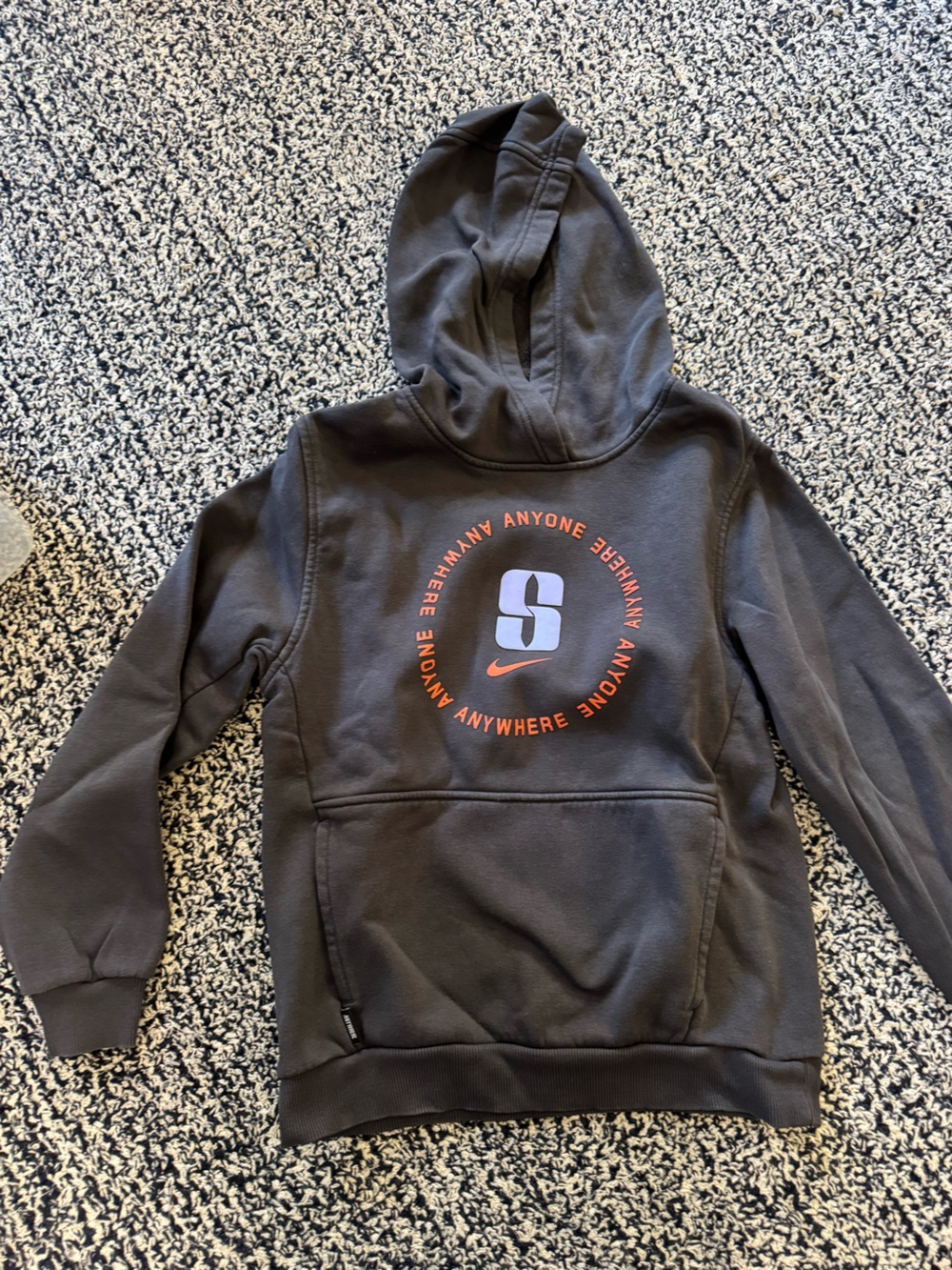 Nike Black Kids Pullover Hoodie with Orange Logo